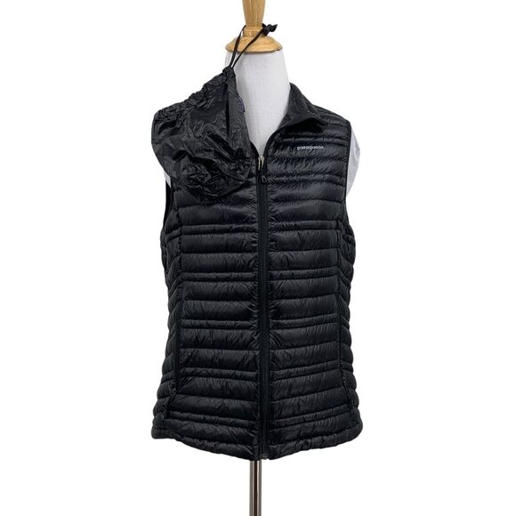 Patagonia Vest Womens Small Black Ultralight Down Filled Packable Zip Up Jacket - Picture 1 of 16